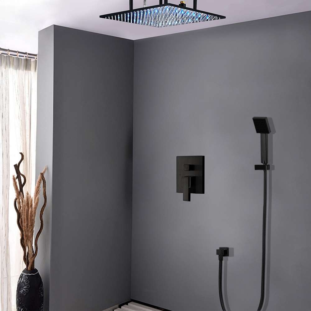 Silver Led Rain Shower System with shops 3 Light Colors