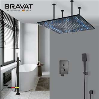 Fontana Berlin Matte Black Square Color Changing LED Rain Shower System