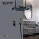 Fontana Berlin Matte Black Square Color Changing LED Rain Shower System