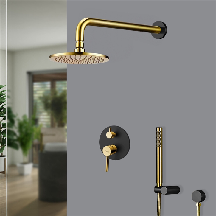 Fontana AquaBrain Matte Black and Gold Shower System