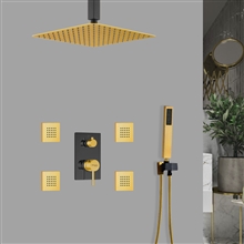 Fontana Cascata Matte Black and Gold Shower System