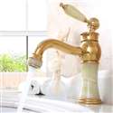 La Rochelle Luxury Gold-Plate Jade Sink Faucet With Single Handle Centerset Mixer