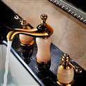 Lima Gold Natural Jade Deck Mount Bath Sink Faucet