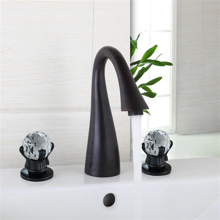 Fontana Phantom Flow Black Crystal Handle Faucet