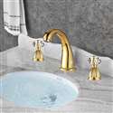 Larissa Bathroom Widespread Lavatory Gold Sink Faucet With Crystal Handles