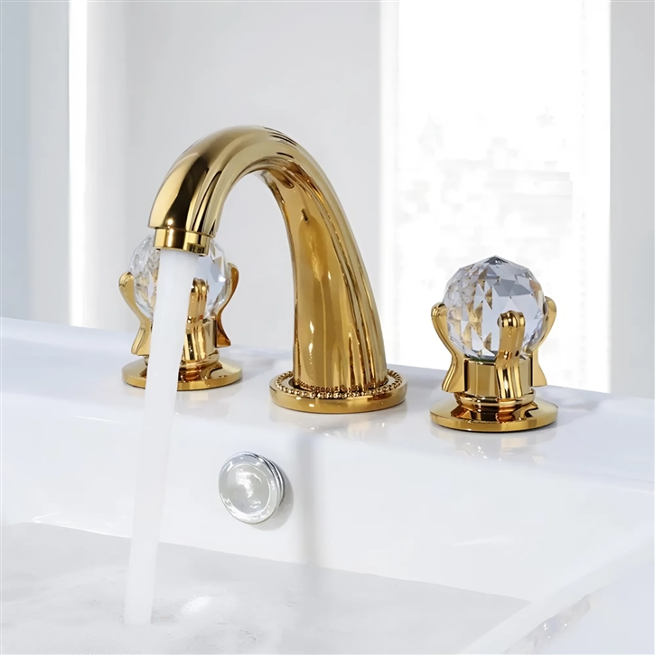 Fontana Luminous Arc Gold Crystal Handle Sink Faucet