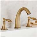 Reno Antique Brass Deck Mount Dual Handles sink Faucet