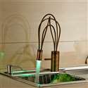 LED Contemporary Brass Single Lever Swivel Spout Faucet