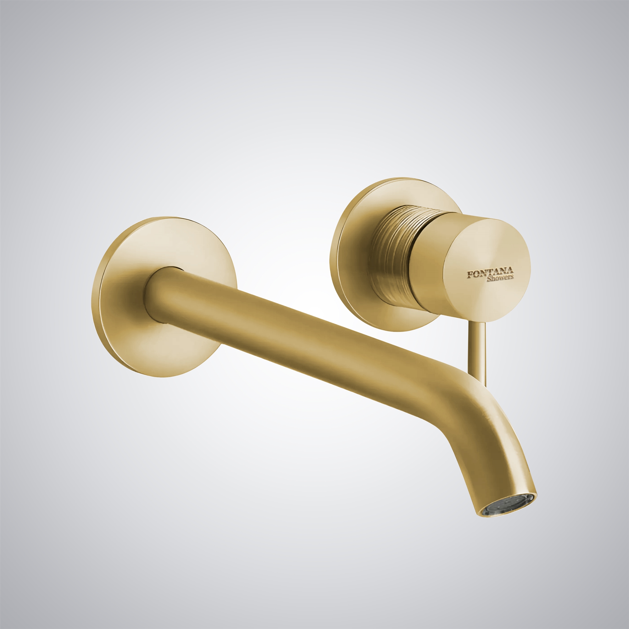 Fontana Wall-Mounted Faucet Equipped with Round Pin Wall Mixer In Brushed Gold Finish