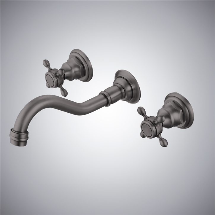 Fontana Firminy Gun Metal Gray Wall Mount Faucet With Two Handle