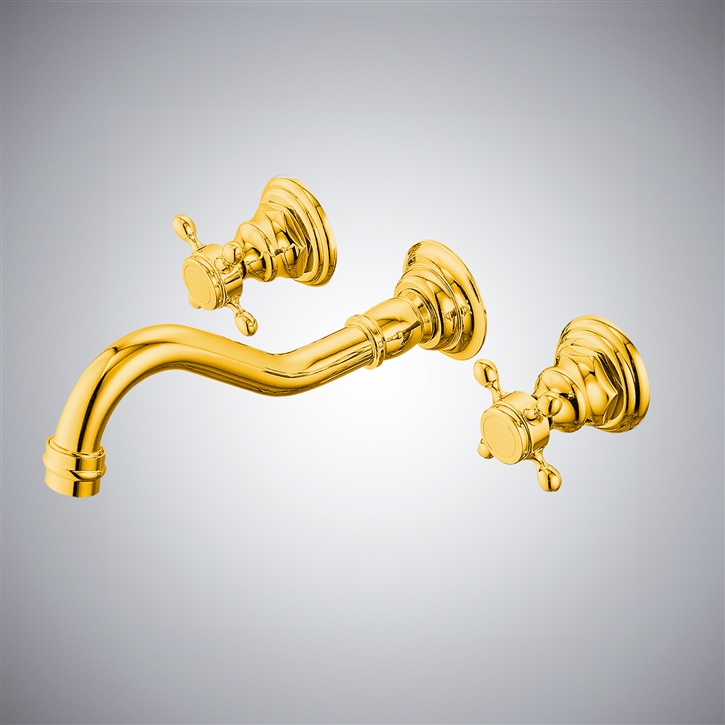 Fontana Firminy Gold Wall Mount Faucet With Two Handle