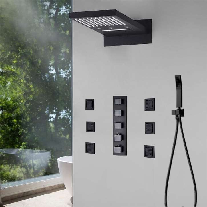 Lima LED Ultra Shower Set Matte Black Finish