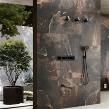 Fontana Cotteridge In Black Finish Stainless Steel Thermostatic With Digital Display Copper Bathroom Mixer In Shower Set