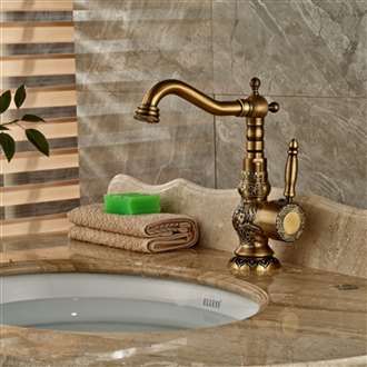 Loraine Deck Mount Antique Brass Faucet