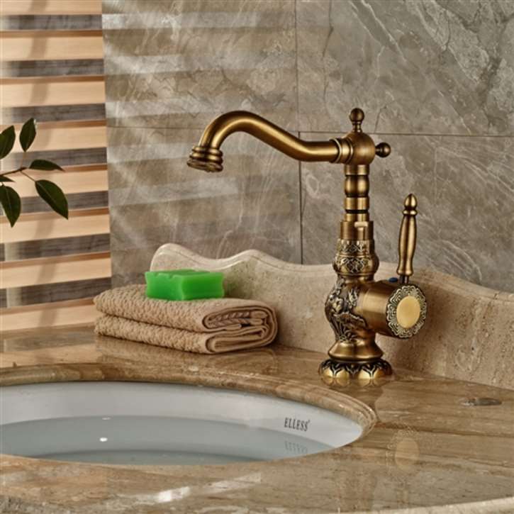 Loraine Deck Mount Antique Brass Faucet