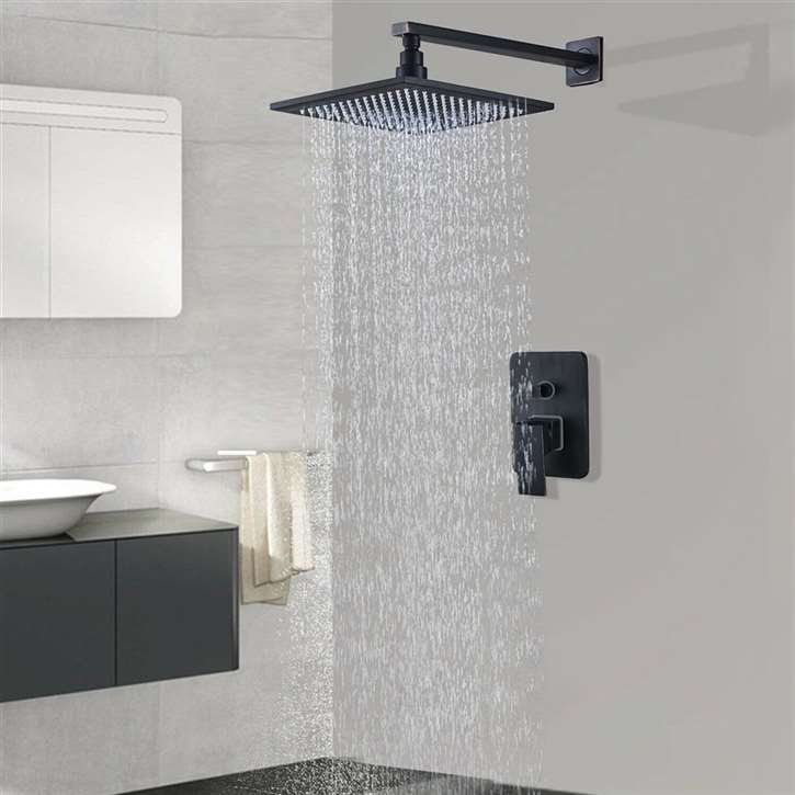 Rivera Matte Black LED Rainfall Shower System