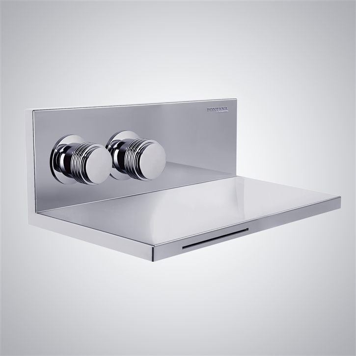 Fontana Perols Dual Handles Chrome Wall Mounted Waterfall Faucet