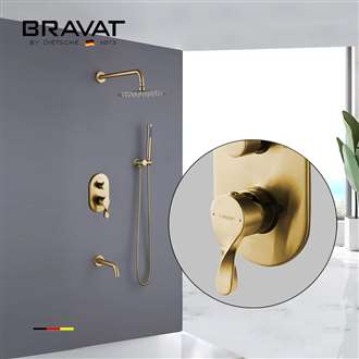 Bravat Wall Mount Gold Rainfall Mixer Shower Set