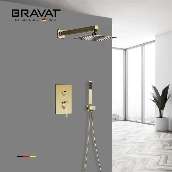 Bravat Wall Mounted Brushed Rainfall Mixer Shower Set