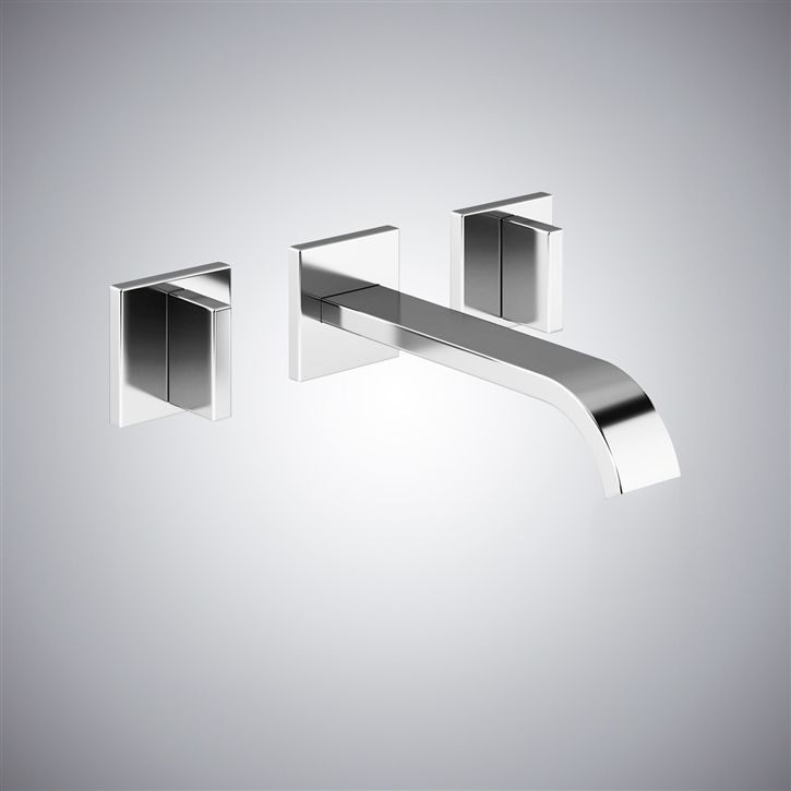 Latori Wall Mount Double Handles Chrome Sink Faucet