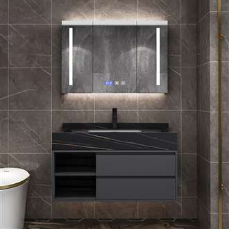 Fontana Bathroom Vanity With Mirror Cabinet And Time Display In The Mirror