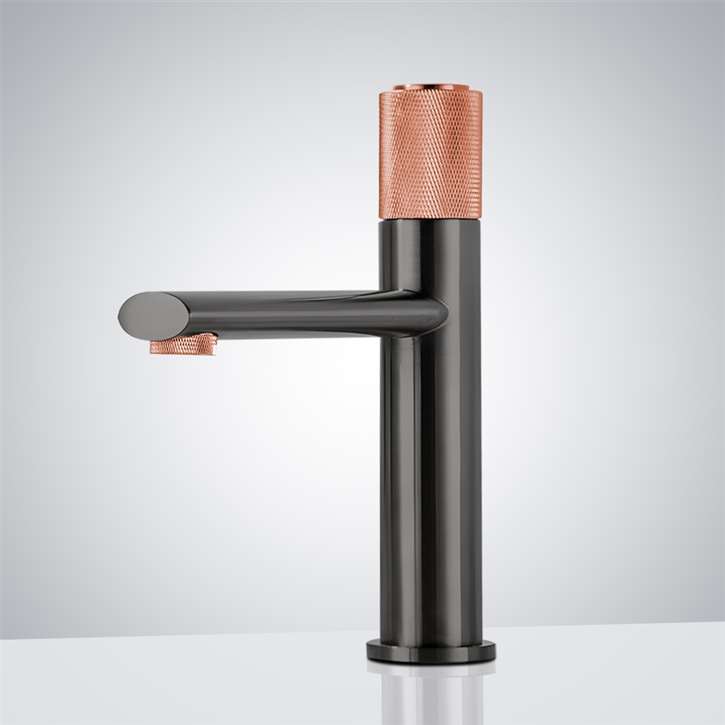 Fontana Driffold in Matte Black and Rose Gold Finish Deck Mounted 8 Inches Short Vanity Faucet