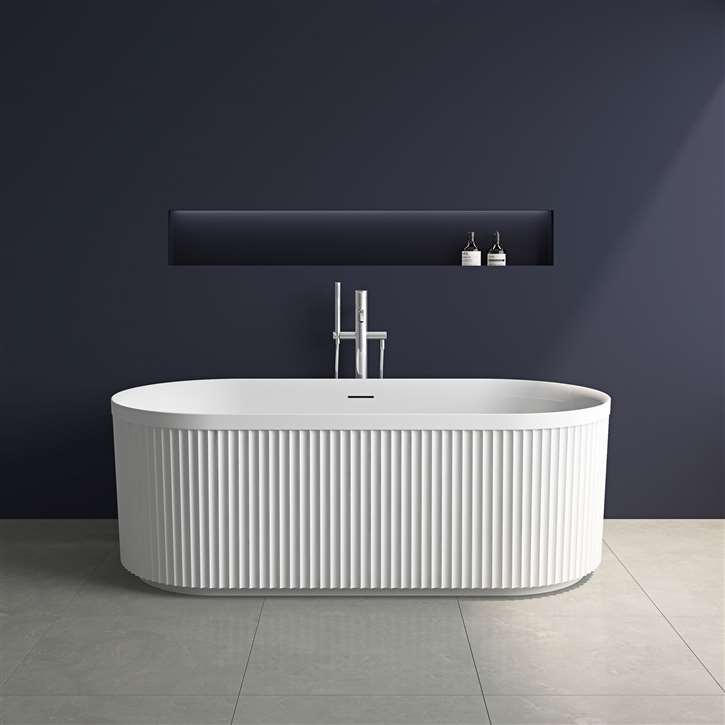 Fontana Hotel Freestanding White Acrylic Bathtub With Faucet Bath