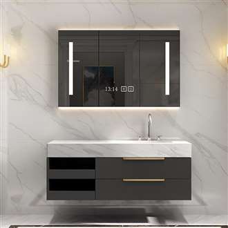 Fontana Single Sink Modern Combination Vanity Set With marble Countertop And LED Smart Mirror