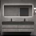 Fontana Luxury Wall-Mounted Slate Floating Bathroom Vanity Set With a Double Sink Faucet And An LED Smart Mirror