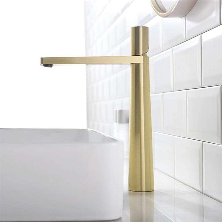 Fontana Sandwell in Gold Finish Deck Mounted 12 Inches Tall Vanity Faucet