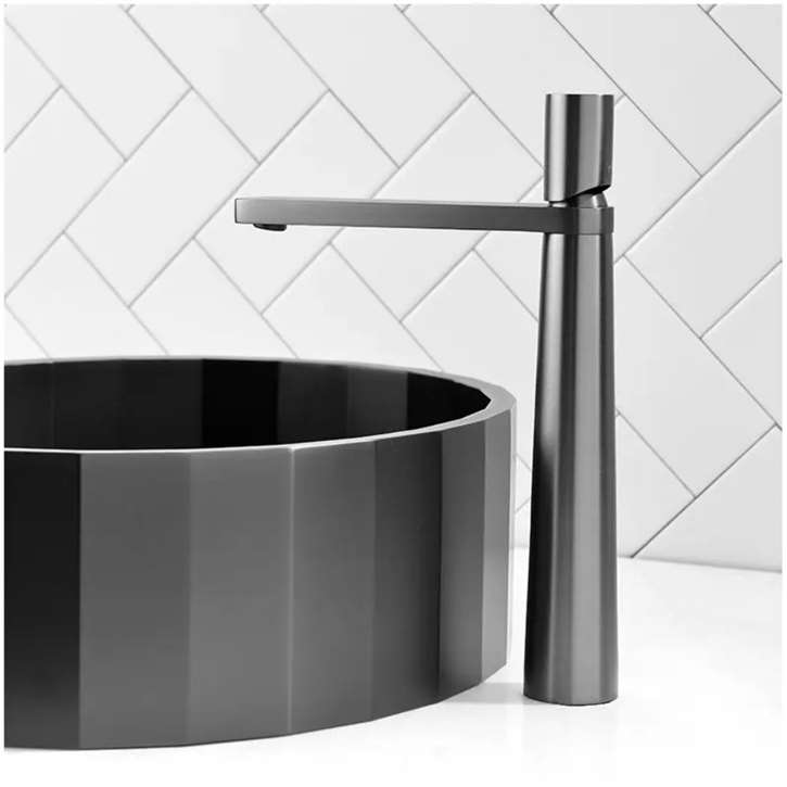 Fontana Sandwell in Gray Finish Deck Mounted 12 Inches Tall Vanity Faucet