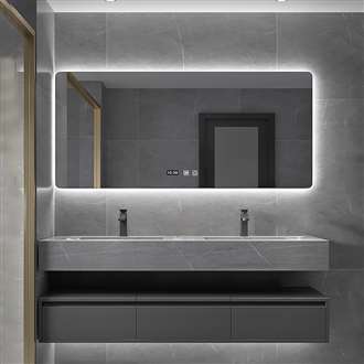 Fontana In Seamless Ceramic Basin With Slate Italian Grey And French Grey Cabinet