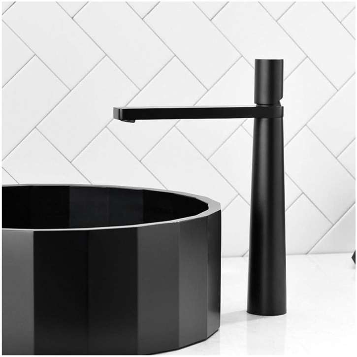 Fontana Sandwell in Matte Black Finish Deck Mounted 12 Inches Tall Vanity Faucet