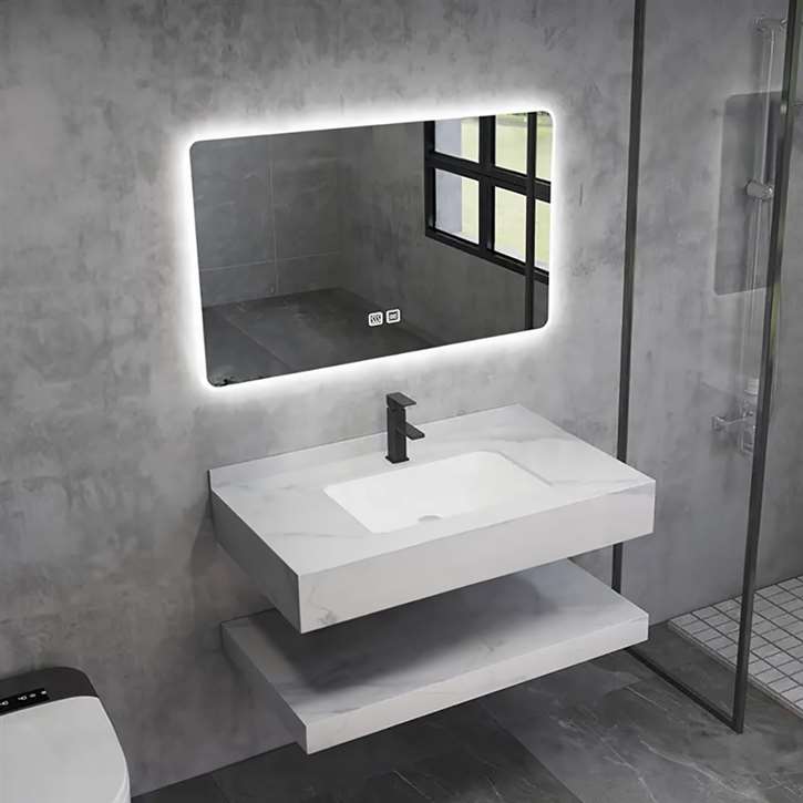 Visit Fontana White Bathroom Vanity With an LED Smart Mirror and ...