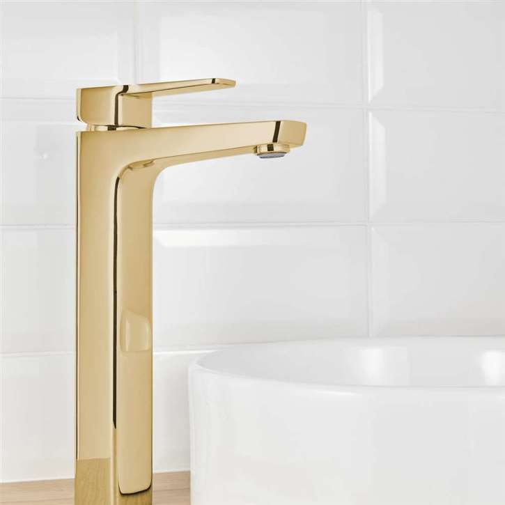 Fontana Polished Gold Deck Mounted Single-Handle Vessel Sink Faucet