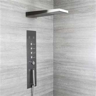 Fontana Luxurious Modern Concealed Thermostatic Waterfall Shower Panel with Hand Shower and Body Jets