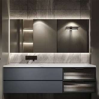 Fontana LED Luxury New Modern Wood Vanity Sink Bathroom Cabinet