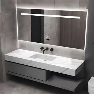 Fontana Marble Single Basin Luxury Bathroom Cabinet With LED Mirror