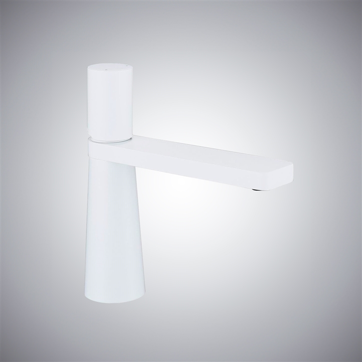 Fontana White Finish Bathroom Faucet Deck Mounted Single Hole with Hot and Cold Water Mixer