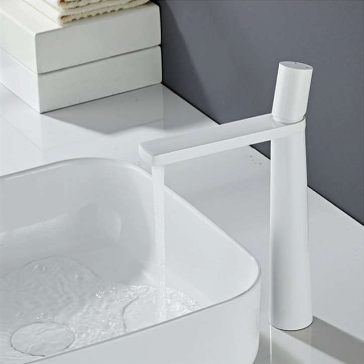 Fontana Sandwell in White Finish Deck Mounted 12 Inches Tall Vanity Faucet