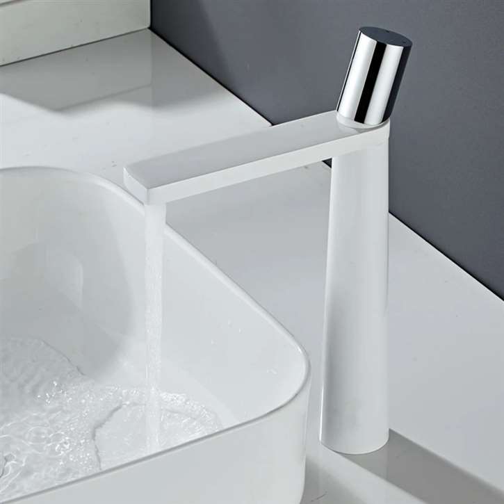 Fontana Sandwell in White and Chrome Finish Deck Mounted 12 Inches Tall Vanity Faucet