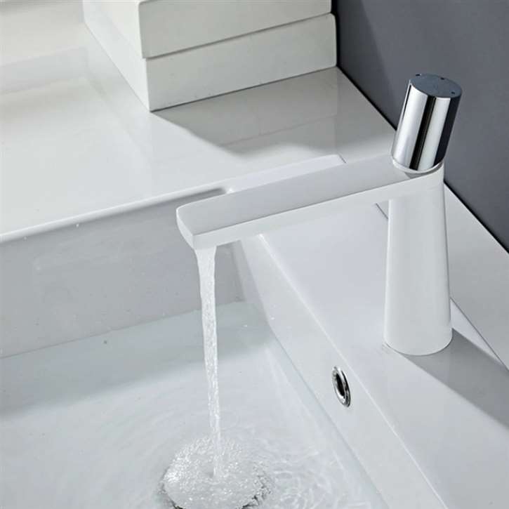 Fontana Lifford in White and Chrome Finish Deck Mounted 7 Inches Short Vanity Faucet