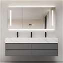 Fontana Double Sink With LED Mirror Cabinet And Time Display In Ceramic Basin With Sintered Stone Countertop Vanity Set