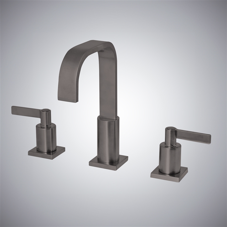 Fontana Gun Metal Gray Finish In Kelowna Deck-Mount Bathroom Sink Faucet