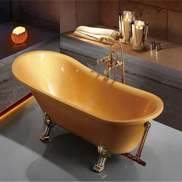 Rio Luxury Gold Acrylic Indoor Soaking Bathtub