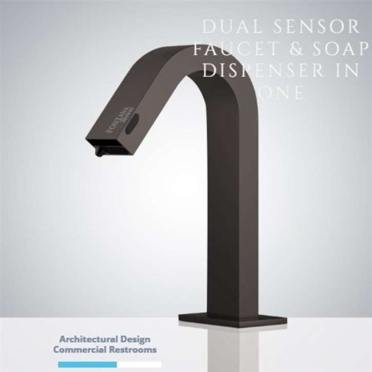 Fontana Dual Function Automatic Deck Mount Dark Oil-Rubbed Bronze Sensor Water Faucet with Soap Dispenser