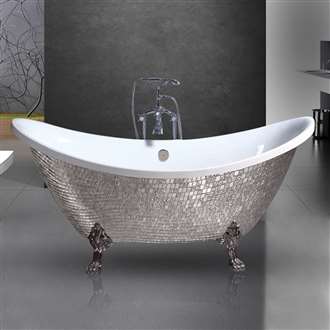 Napoli Silver Mosaic Freestanding Clawfoot Indoor Bathtub