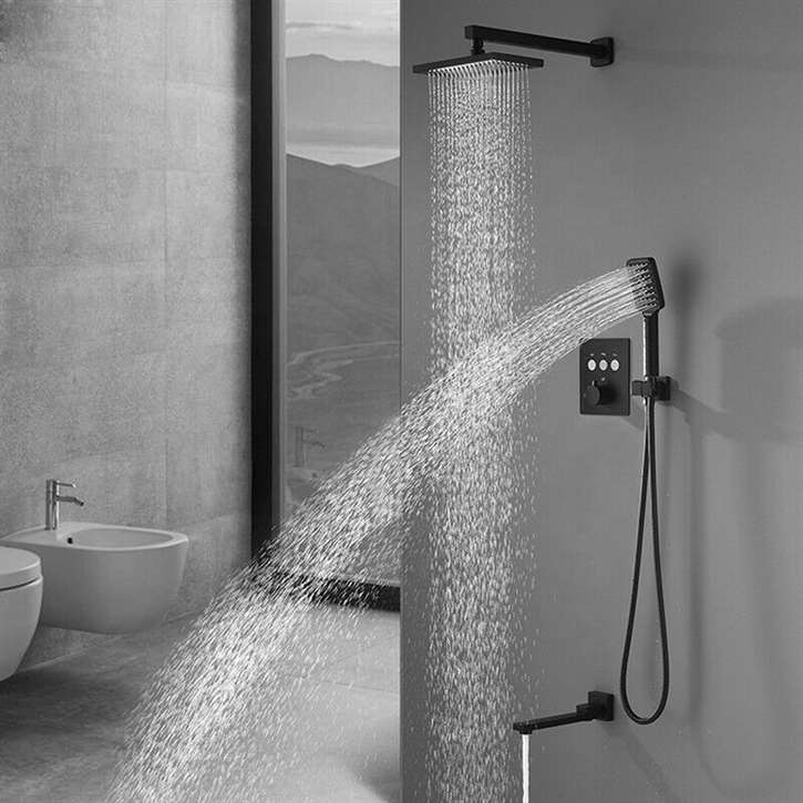 Fontana Sierra Matte Black Rainfall Thermostatic Shower System ! with ...