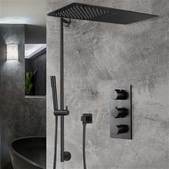 Matte Black Waterfall & Rainfall Shower Set With Handheld Shower