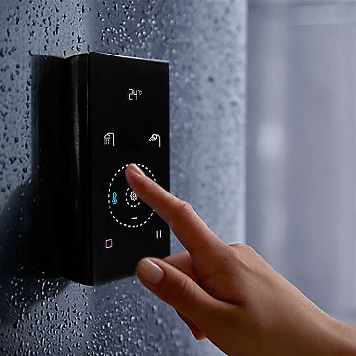 Fontana Peru 2-Way Black LED Digital Display Smart Thermostat Shower Mixer with Accessories